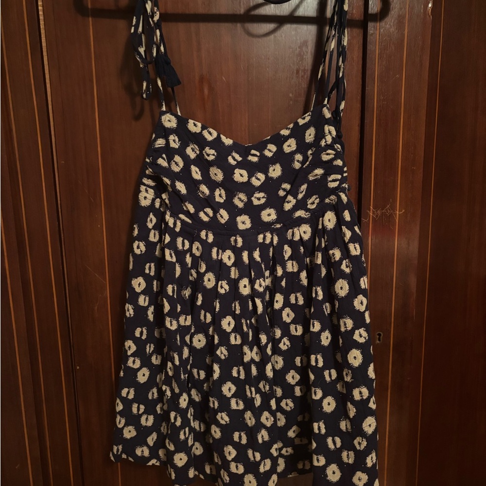 Free People Navy and Cream Floral Tunic